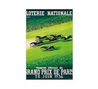 Impression sur toile vintage Grand Prix de Paris 1936 - Décoration murale pour salon, chambre à coucher - 40 x 60 cm