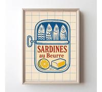 Impression Sur Toile Vintage Représentant Des Sardines En Conserve, Affiche Murale Représentant Un Pêcheur De Sardines, Pour Salon Moderne, Cuisine, Décoration D'Intérieur, Format A6 21X30Cm Sans Cadr
