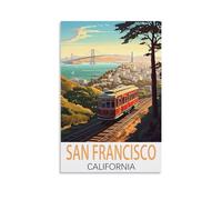 Impression sur toile vintage San Francisco California - Décoration murale pour chambre à coucher - 20 x 30 cm