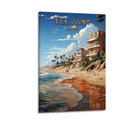 Impression sur toile vintage Tel Aviv Israël - Décoration murale pour salon, chambre à coucher - 40 x 60 cm