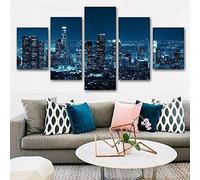Impression Sur Toile Vue Nocturne De Los Angeles 150 X 100 Cm / 59,05 X 39,37 Pouces 5 Parties Tableau Tableaux Decoration Murale Photo Image Chambre Affiche Décoration Salon Wall Art Pour -3F9J/U2L8-