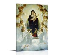 Impression sur toile William Adolphe Bouguereau - Œuvres de peintres célèbres (La Vierge aux anges) - Décoration murale pour salon, chambre à coucher - 40 x 60 cm