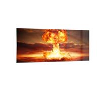 Impression sur Verre 100x40cm Tableaux Guerre bombe nu ire champignon