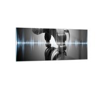 Impression sur Verre 100x40cm Tableaux Image Audio microphone musique studio