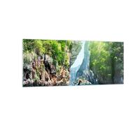 Impression sur Verre 100x40cm Tableaux Image Bateau falaises nature rochers