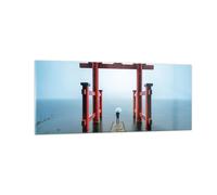 Impression sur Verre 100x40cm Tableaux Image Itsukushima-Jinja Temple Parapluie