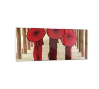 Impression sur Verre 100x40cm Tableaux Image Photo Bhoutan Parapluie Rouge