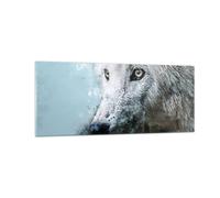 Impression sur Verre 100x40cm Tableaux Image Photo Blanc Le Loup Image