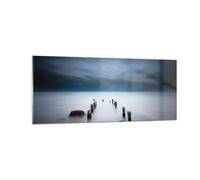 Impression sur Verre 100x40cm Tableaux Image Photo Brise Lames Brouillard Nuit