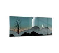 Impression sur Verre 100x40cm Tableaux Image Photo Ciel Nuit Illustration