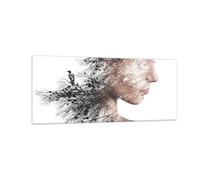 Impression sur Verre 100x40cm Tableaux Image Photo Femme Double Exposition