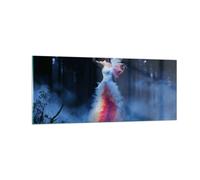 Impression sur Verre 100x40cm Tableaux Image Photo Femme mystère nuit forêt
