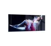 Impression sur Verre 100x40cm Tableaux Image Photo Femme mystère robe élégant