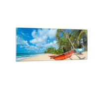 Impression sur Verre 100x40cm Tableaux Image Photo Golfe océan paume bateau