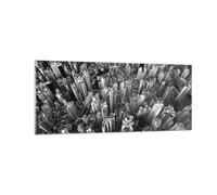 Impression sur Verre 100x40cm Tableaux Image Photo Gratte Ciels Avec Montagnes