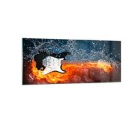 Impression sur Verre 100x40cm Tableaux Image Photo Guitare Instrument Musique