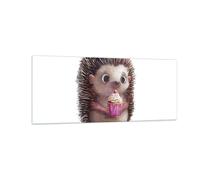 Impression sur Verre 100x40cm Tableaux Image Photo Hérisson Cupcake Pour Enfants