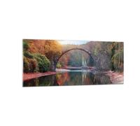 Impression sur Verre 100x40cm Tableaux Image Photo Jardin Rhododendrons Pont
