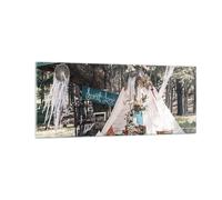 Impression sur Verre 100x40cm Tableaux Image Photo Jeunes Mariés Amour Paysage