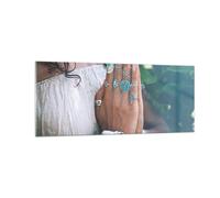 Impression sur Verre 100x40cm Tableaux Image Photo Mains Bijoux Boho Decoration