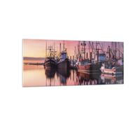 Impression sur Verre 100x40cm Tableaux Image Photo Marina Ouest Le Soleil