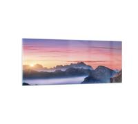 Impression sur Verre 100x40cm Tableaux Image Photo Ouest Le Soleil Montagnes
