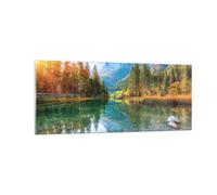 Impression sur Verre 100x40cm Tableaux Image Photo Paysage Montagnes Aube