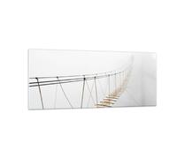 Impression sur Verre 100x40cm Tableaux Image Photo Pont Suspendu Brouillard