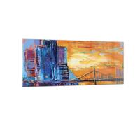 Impression sur Verre 100x40cm Tableaux Image Photo Ville Pont Empâtement