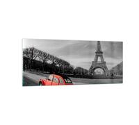 Impression sur Verre 100x40cm Tableaux Image Voiture Eiffle culture architecture