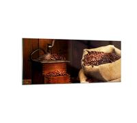 Impression sur Verre 100x40cm Tableaux Petit-déjeuner chocolat café haricots