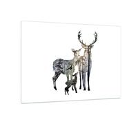 Impression sur Verre 100x70cm Tableaux Deer famille sauvagerie illustration