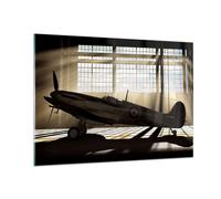 Impression sur Verre 100x70cm Tableaux Image Airplain Hangar vol historique