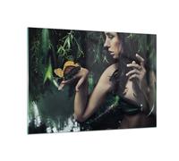 Impression sur Verre 100x70cm Tableaux Image Corps cosmétiques mode papillon