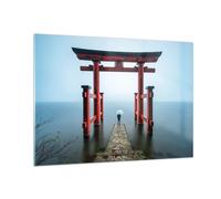 Impression sur Verre 100x70cm Tableaux Image Itsukushima-Jinja Temple Parapluie