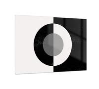 Impression sur Verre 100x70cm Tableaux Image L'Abstraction Roue Noir Et Blanc