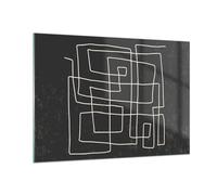 Impression sur Verre 100x70cm Tableaux Image Noir Et Blanc Labyrinthe Ligne