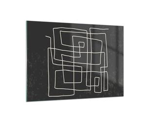 Impression sur Verre 100x70cm Tableaux Image Noir Et Blanc Labyrinthe Ligne
