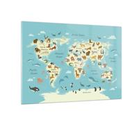 Impression sur Verre 100x70cm Tableaux Image Photo Animaux Le Monde Carte