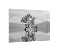 Impression sur Verre 100x70cm Tableaux Image Photo Arbre Symétrie Lac Decoration