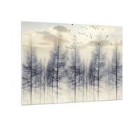 Impression sur Verre 100x70cm Tableaux Image Photo Arbres Oiseaux Ciel