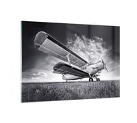 Impression sur Verre 100x70cm Tableaux Image Photo Avion An-2 Noir Et Blanc