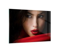 Impression sur Verre 100x70cm Tableaux Image Photo Beauté brune eleganc fille