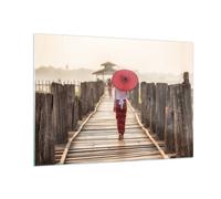 Impression sur Verre 100x70cm Tableaux Image Photo Birmanie Parapluie Pont