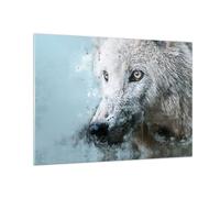 Impression sur Verre 100x70cm Tableaux Image Photo Blanc Le Loup Image