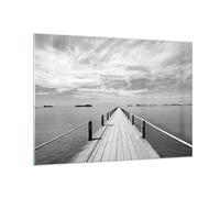 Impression sur Verre 100x70cm Tableaux Image Photo Bois Pont Mer Art Decoration