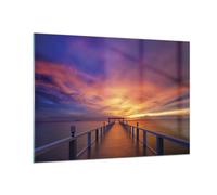 Impression sur Verre 100x70cm Tableaux Image Photo Ciel Les Couleurs Quai