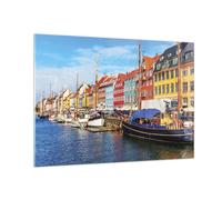 Impression sur Verre 100x70cm Tableaux Image Photo Copenhague Nahavn Navires