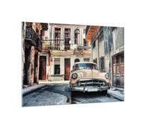 Impression sur Verre 100x70cm Tableaux Image Photo Cubain Voiture Immeubles
