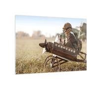 Impression sur Verre 100x70cm Tableaux Image Photo Enfance Avion Jouet